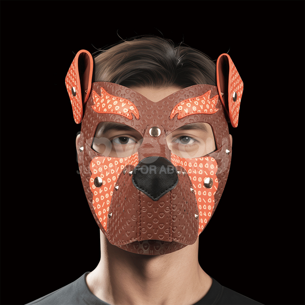 Lovetoy Fox Pup PU Leather Fetish Play Mask Brown Orange Masks And Blindfolds
