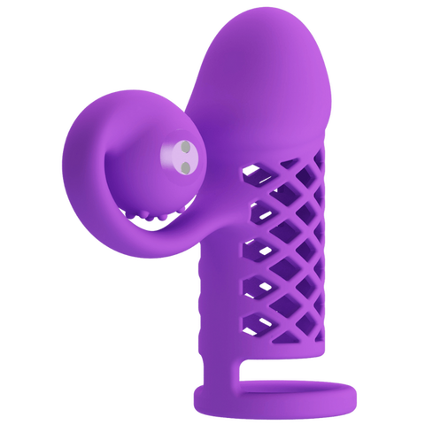 Pretty Love Rechargeable Harden Cock Sleeve Purple - Penis Sleeves and Extenders