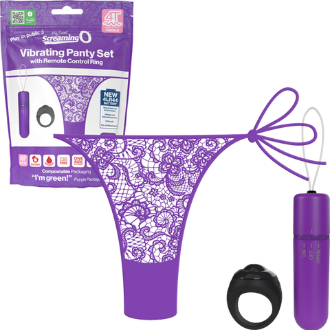 Screaming O Vibrating Panty Set With Remote Ring 4t High Pitch Treble - Remote Control Vibrators