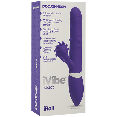 IVibe Iroll Multi Function Rabbit Vibrator With Rotating Tongue Purple - Rabbit Vibrators