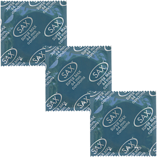 Sax Super Max Fit Smooth Latex Condoms 64mm 144 Pack Condoms