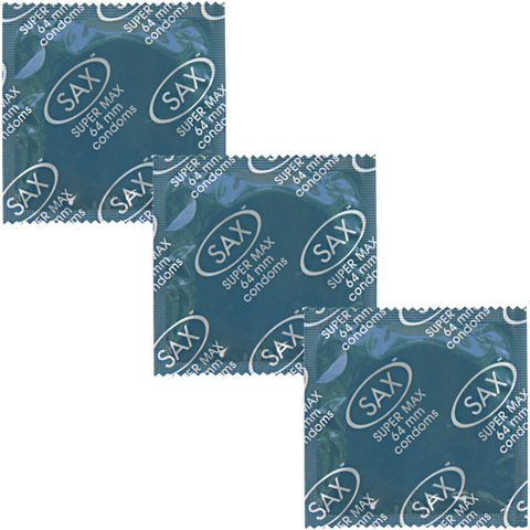 Sax Super Max Fit Smooth Latex Condoms 64mm 144 Pack - Condoms