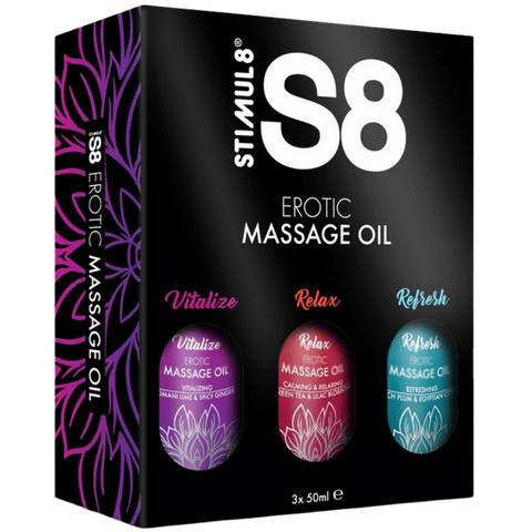 Stimul8 Adult Massage Oil Box (3 x 50 ml) - Massage Oils and Lubricants