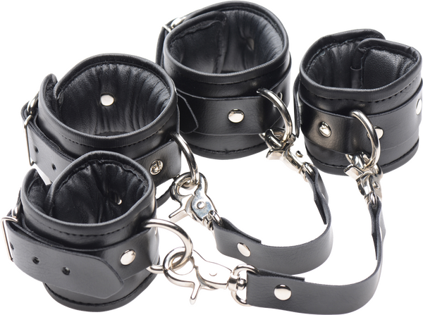 Master Series PU Leather Lined Fetish Play Ankle Cuffs Cuffs And Restraints