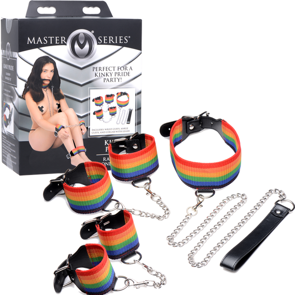 Master Series Kinky Pride Rainbow Bondage Cuff Set Bondage Kits