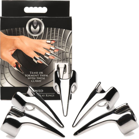 Master Series Clawed 5 Piece Sensation Play Finger Rings - Electro Sex
