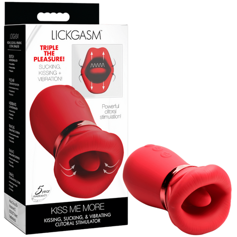 XR Brands Kiss Me More Kissing Sucking & Vibrating Clitoral Stimulator - Clit Ticklers and Pulsators
