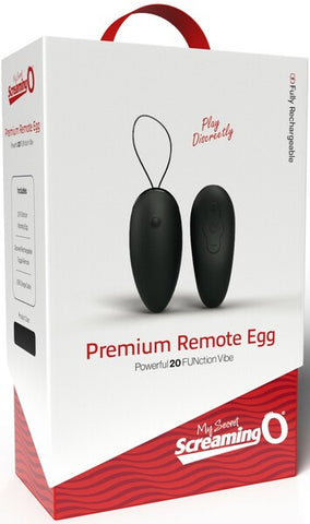 Screaming O Premium Remote Control Rechargeable Love Egg Black - Love Eggs and Kegel Exercisers