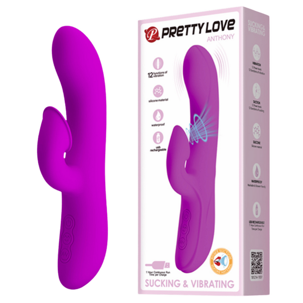 Pretty Love Anthony Rechargeable Sucking & Vibrating Rabbit Massager Purple Rabbit Vibrators