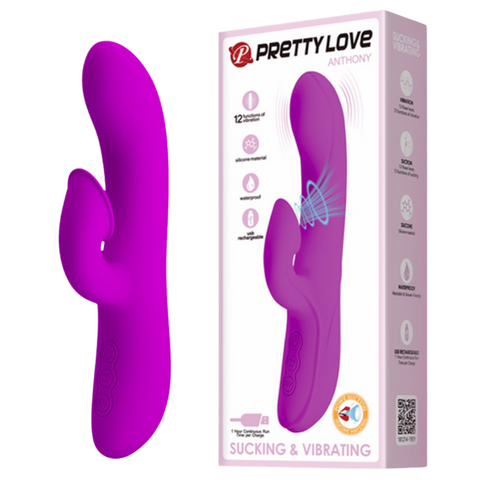Pretty Love Anthony Rechargeable Sucking & Vibrating Rabbit Massager Purple - Rabbit Vibrators