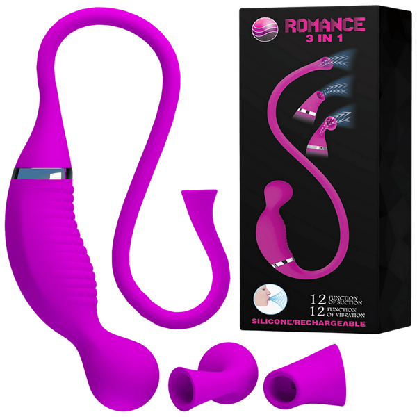 Pretty Love Romance Rechargeable 3 in1 Clit Vibrator - Clit Ticklers and Pulsators