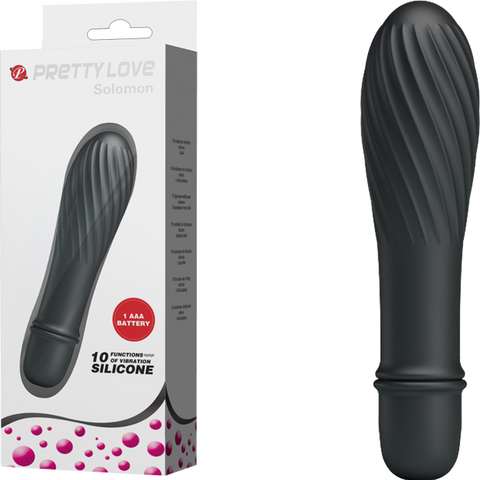 Pretty Love Solomon 10 Function G Spot Silicone Vibrator Black - G-Spot Vibrators