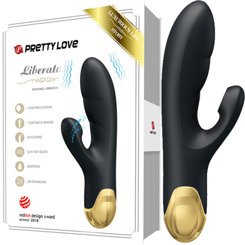 Pretty Love Naughty Play Waterproof Rechargeable Rabbit Massager Black - Rabbit Vibrators