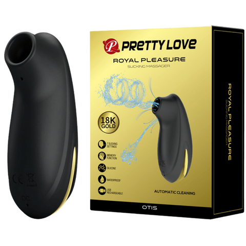 Pretty Love Otis Royal Pleasure Suction Based Clitoral Massager Black / Gold - Clit Ticklers and Pulsators