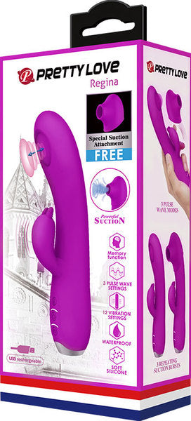 Pretty Love Rechargeable Regina Pulsating Rabbit Vibrator Purple Rabbit Vibrators