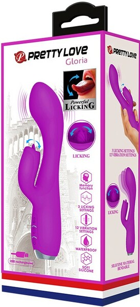 Pretty Love Rechargeable Gloria Silicone Rabbit Vibrator Purple Rabbit Vibrators