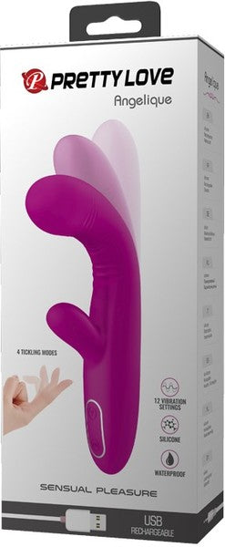 Pretty Love Rechargeable Angelique Rabbit Shape G Spot Massager Purple Rabbit Vibrators