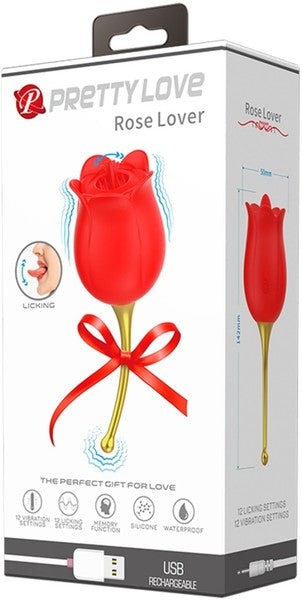 Pretty Love Rose Lover Rechargeable Tongue Licking Vibrator Red Clit Ticklers and Pulsators