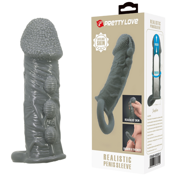 Pretty Love Realistic Stretchy Penis Sleeve Black Penis Sleeves and Extenders
