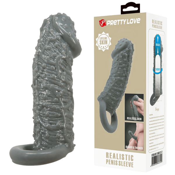 Pretty Love Realistic Male Penis Sleeve Black Penis Sleeves and Extenders