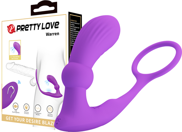 Pretty Love Warren USB Rechargeable 12 Function Prostate Massager Purple Prostate Toys