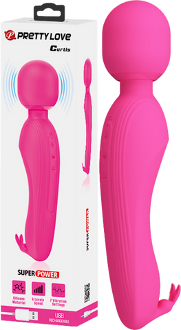 Pretty Love Rechargeable Curtis Vibrating Body Wand Pink - Body Wands
