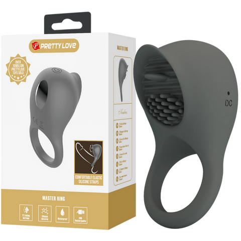 Pretty Love Nimbus 12 Function Master Vibrating Cock Ring Grey - Vibrating Cock Rings