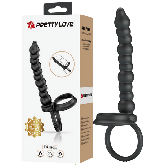 Pretty Love Dillion Anal Beads With Cock Ring Black - Anal Beads and Balls