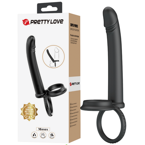 Pretty Love Moses Cock and Ball Ring Anal Dildo Black Anal Dildos