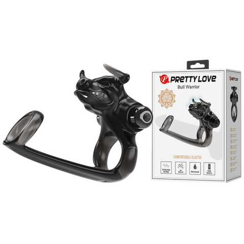 Pretty Love Bull Warrior Innovative Cock Ring Black - Stretchy Cock Rings