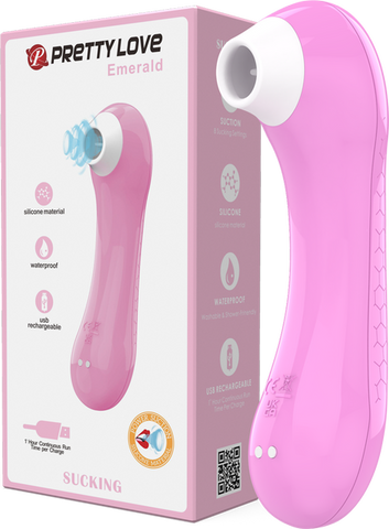 Pretty Love Rechargeable Sucking Emerald Clitoral Massager Light Pink - Clit Ticklers and Pulsators
