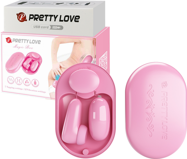 Pretty Love Magic Box USB Rechargeable Bullet & Stimulator Vibrator Pink Bullet Vibrators