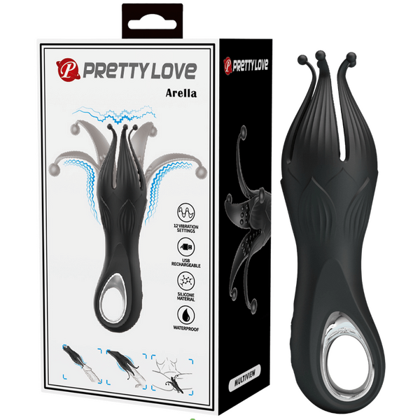 Pretty Love Arella Rechargeable Clitoral Massager Black Clit Ticklers and Pulsators