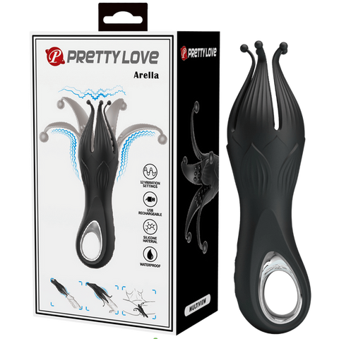 Pretty Love Arella Rechargeable Clitoral Massager Black - Clit Ticklers and Pulsators