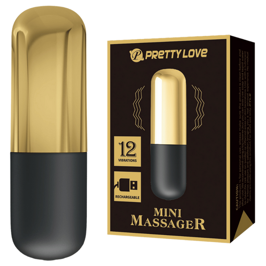Pretty Love Rechargeable 12 Function Mini Bullet Massager Gold - Bullet Vibrators