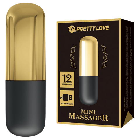 Pretty Love Rechargeable 12 Function Mini Bullet Massager Gold - Bullet Vibrators