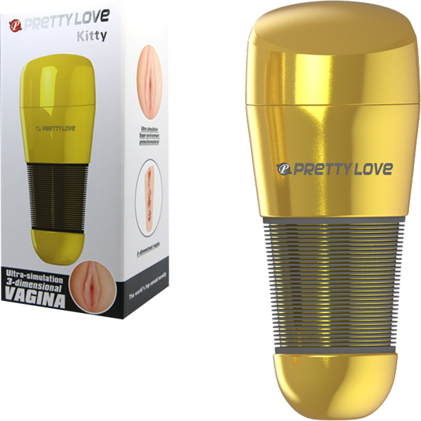 Pretty Love Kitty Vagina Automatic Male Masturbator Gold Masturbators and Strokers