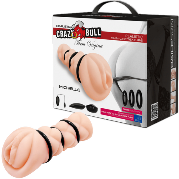 Crazy Bull Michelle Firm Vagina Vibrating Realistic Stroker Flesh Masturbators and Strokers