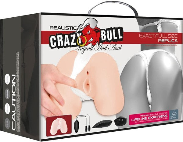 Crazy Bull Back door Vibrating Vagina & Anal Stimulator Flesh Realistic Butts And Vaginas