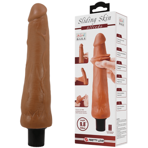 Pretty Love Alfredo 9.8 Inch Realistic Vibrating Cock Tan - Vibrating Dildos