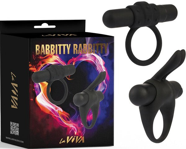 La Viva Babbitty Rabbitty Stretchy Silicone Cock Ring Black Stretchy Cock Rings