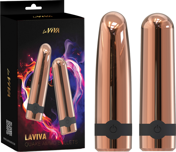 La Viva Quake Ammo 10 Function Bullet Vibrator Rose Gold Bullet Vibrators