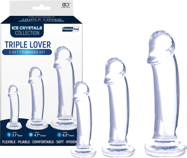 Ice Crystals Collection Triple Lover 3 In 1 Anal Plug Training Kit Clear Butt Plugs