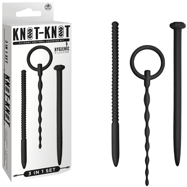 Knot Knot Nail Silicone Urethral Sounding Kit Black Urethral Sounds