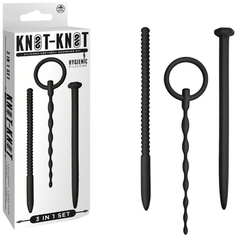 Knot Knot Nail Silicone Urethral Sounding Kit Black - Urethral Sounds