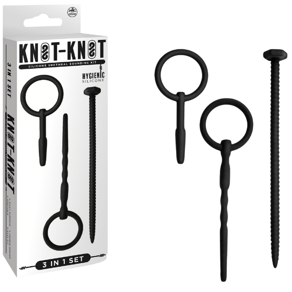 Knot Knot Screw Silicone Urethral Sounding Kit Black Urethral Sounds