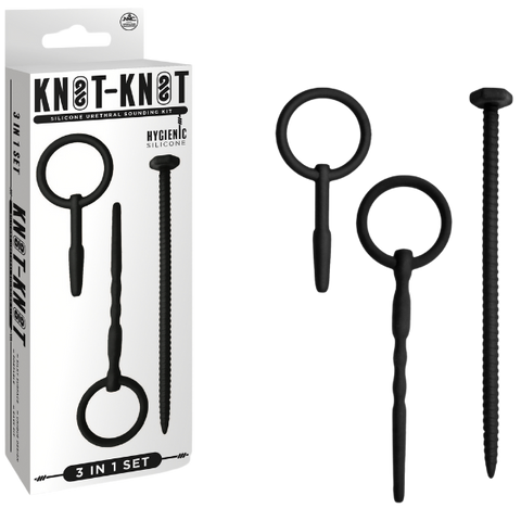 Knot Knot Screw Silicone Urethral Sounding Kit Black - Urethral Sounds