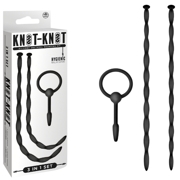 Knot Knot Twist Silicone Urethral Sounding Kit Black Urethral Sounds