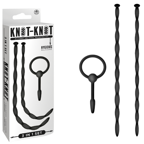 Knot Knot Twist Silicone Urethral Sounding Kit Black - Urethral Sounds