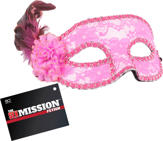 Sex Mission Feathered Masquerade BDSM Play Masks Pink Masks And Blindfolds